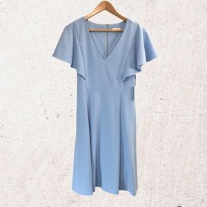 Calvin Klein Blue Flutter Sleeve Midi Dress